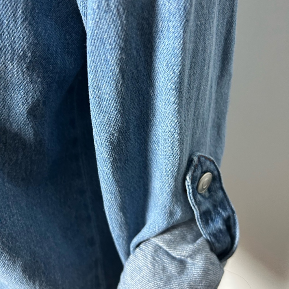 Women Denim Shirt with corduroy  brown Collar - Picture 4 of 6